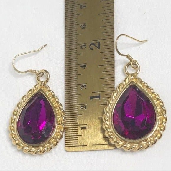 Bold Gold & Purple  Elegant  Earrings & Bracelet Jewelry Set - Picture 4 of 10